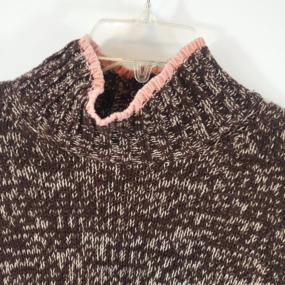 Vintage Harolds Womens Brown Cream Pink Knit Turtleneck Lng Slv Sweater Medium - Picture 5 of 10